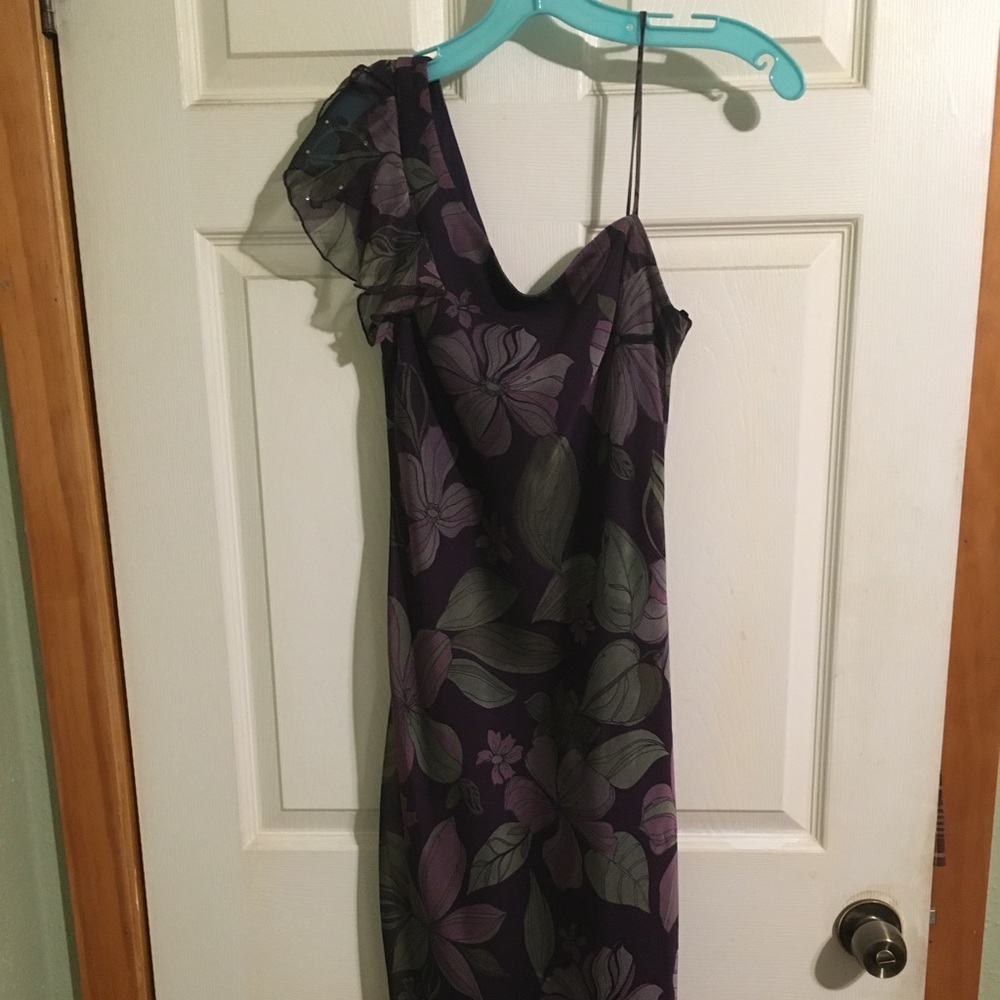 90s one shoulder floral dress